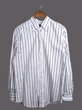 Made in Tomboy Striped Shirt Small Long Sleeve Preppy Quiet Luxury Button Down